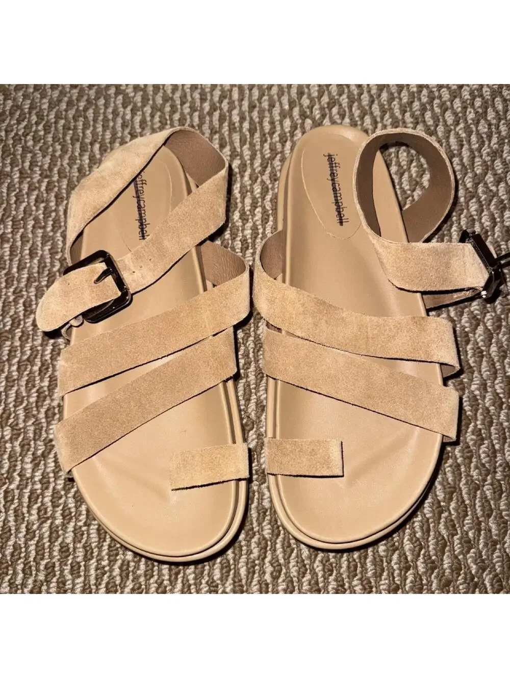 Jeffrey Campbell Getaway Footbed Suede Sandals